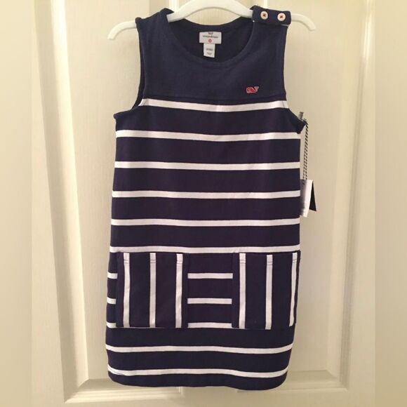 Vineyard Vines for Target Navy White Striped Crewneck Dress Size XS 4-5 NWT - Picture 1 of 5
